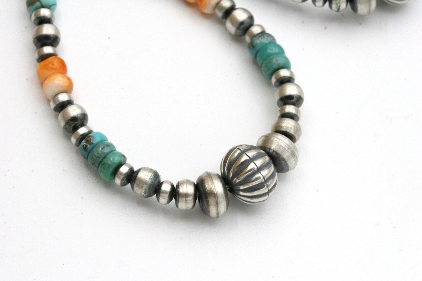 Navajo Pearl Hoop Earrings with Turquoise and Shell