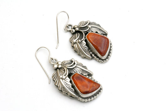 Floral Spiny Oyster Earrings in Sterling Silver