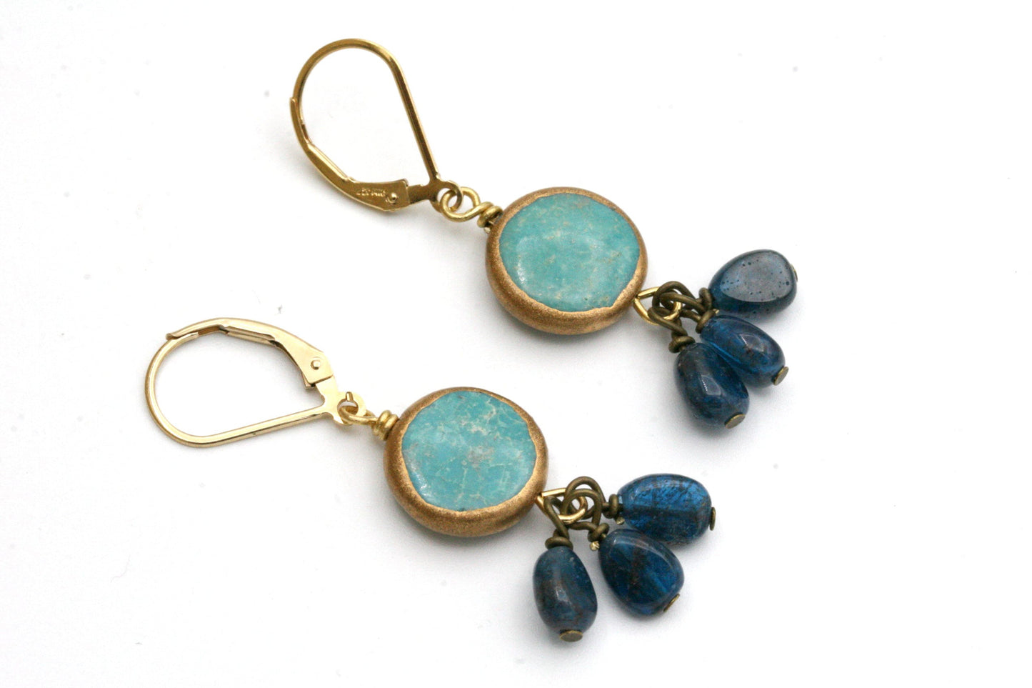 Turquoise and Apatite Drop Earrings