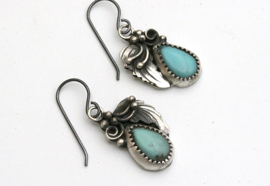 Floral Campitos Turquoise Earrings in Sterling Silver