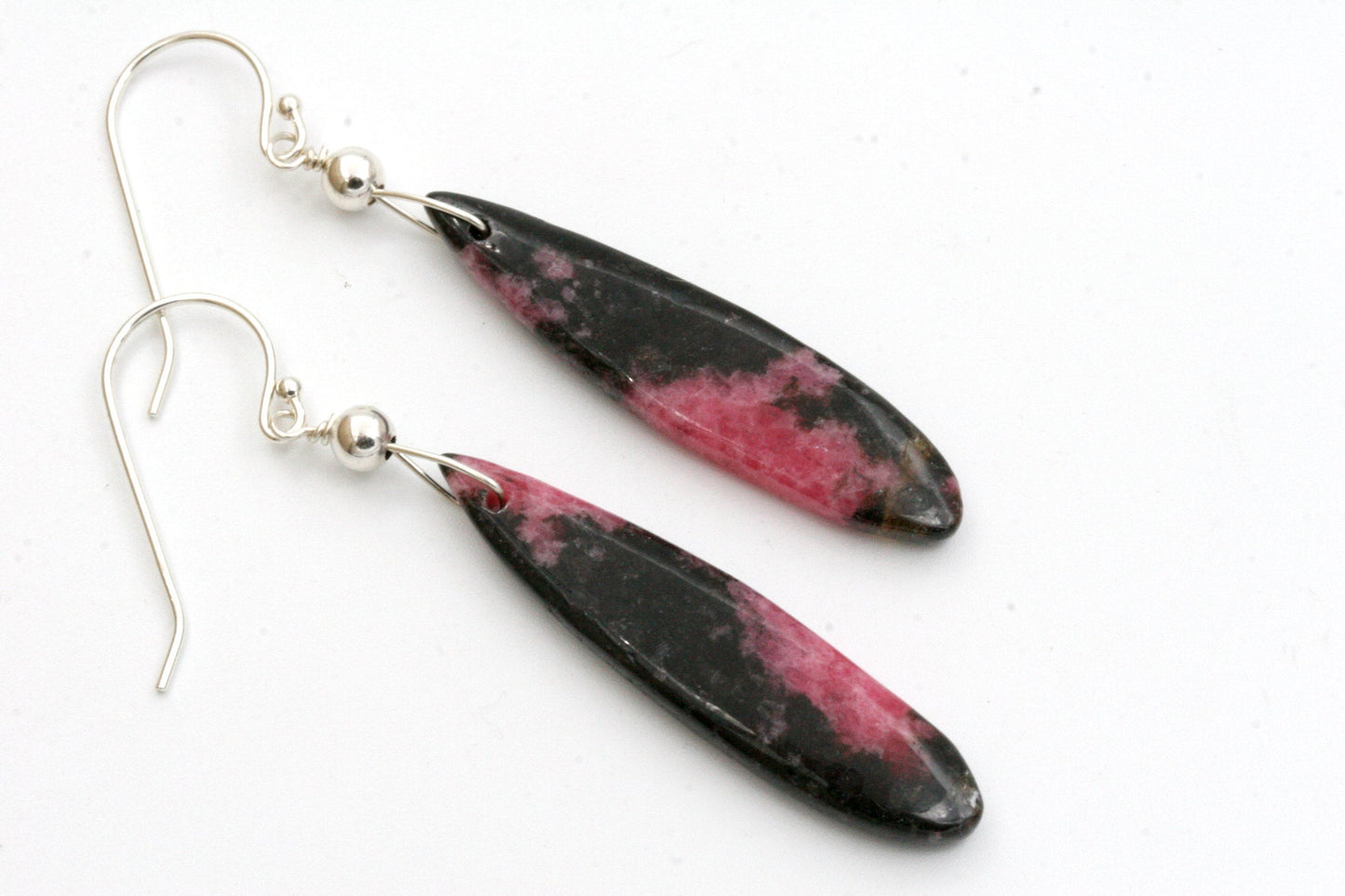 Rhodonite Earrings with Sterling Silver