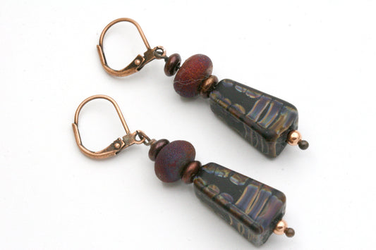 Desert Sunset Lampwork glass bead earrings