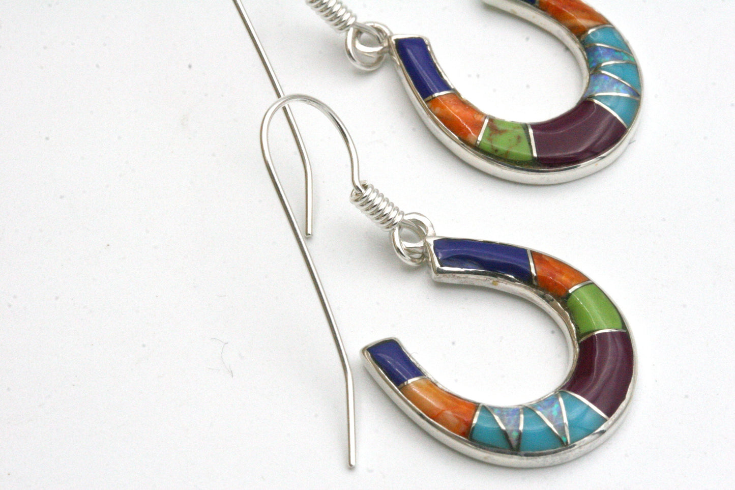 Colorful Inlay Horse Shoe Earrings