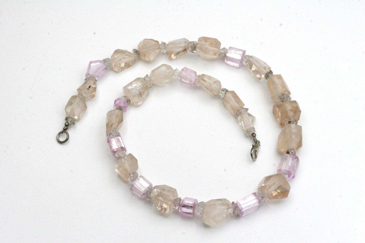 Kunzite Herkimer Diamond and Danburite Necklace