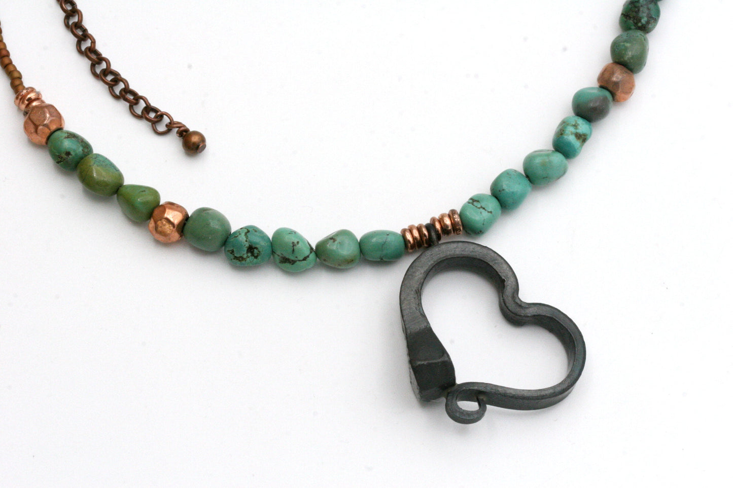 Horse Shoe Nail Necklace with Copper and Turquoise