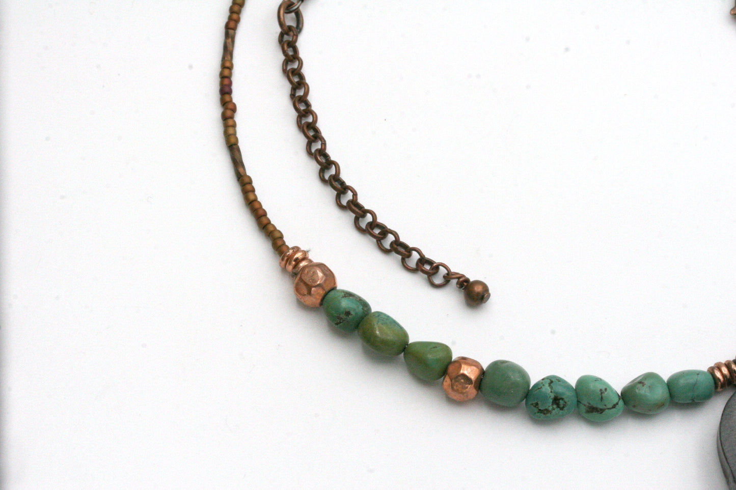 Horse Shoe Nail Necklace with Copper and Turquoise