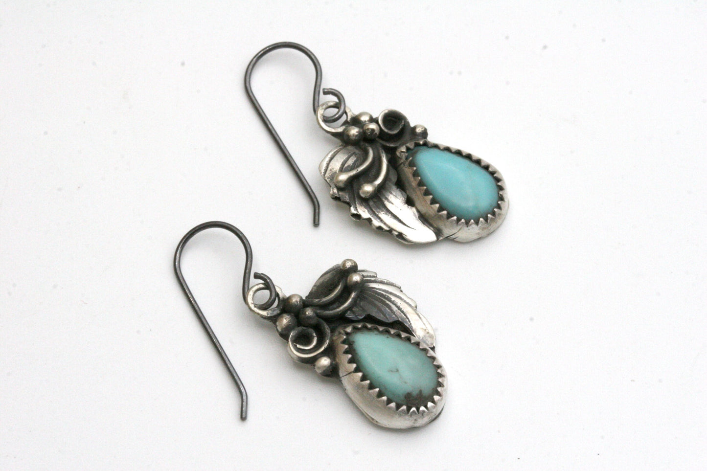 Floral Campitos Turquoise Earrings in Sterling Silver