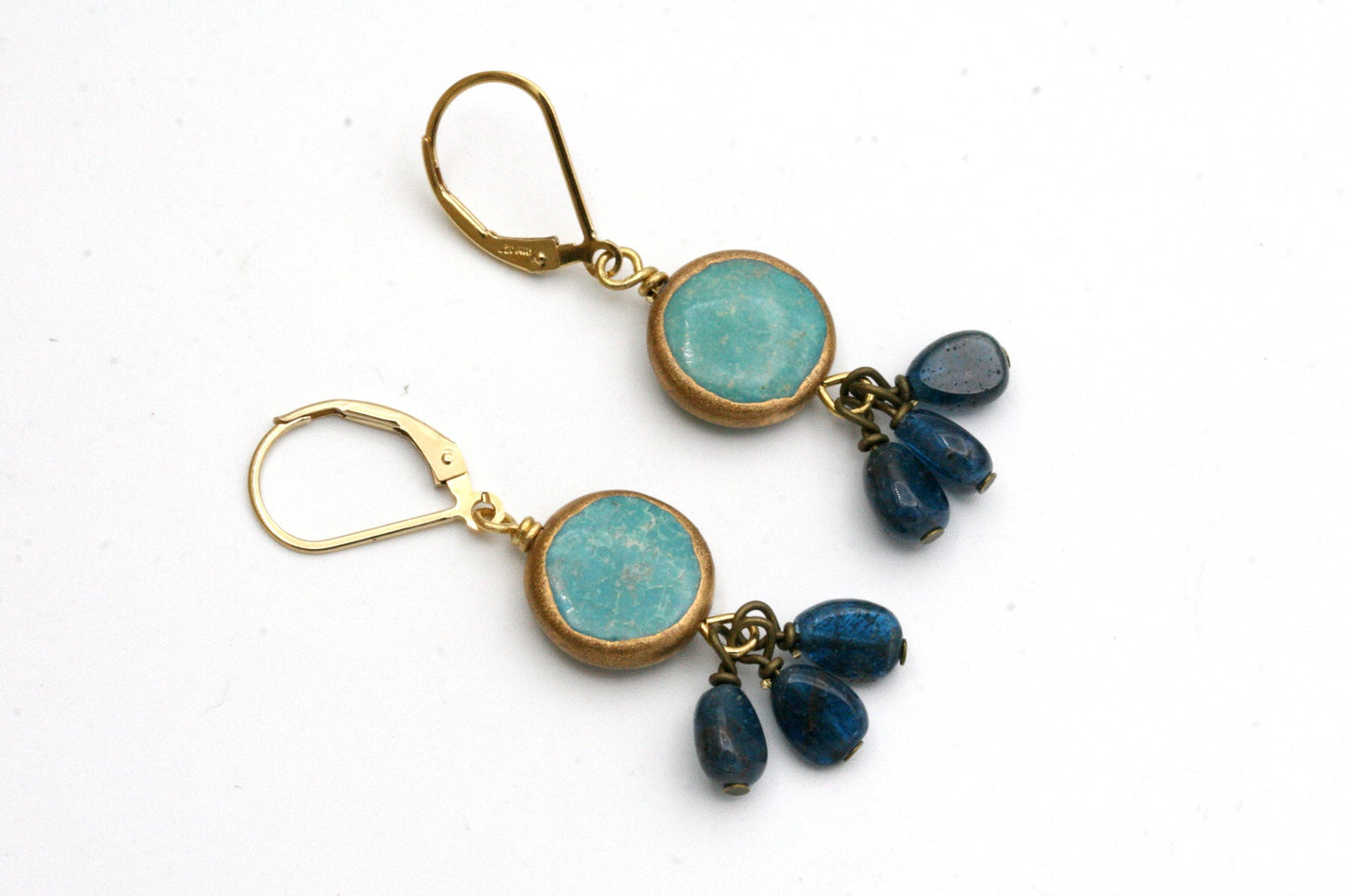 Turquoise and Apatite Drop Earrings