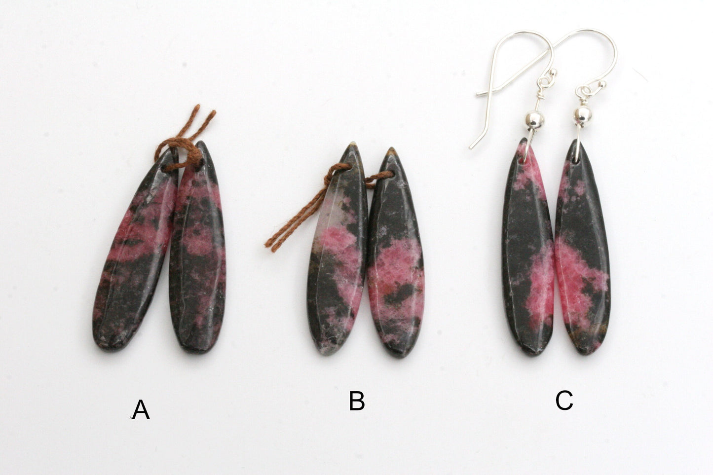 Rhodonite Earrings with Sterling Silver