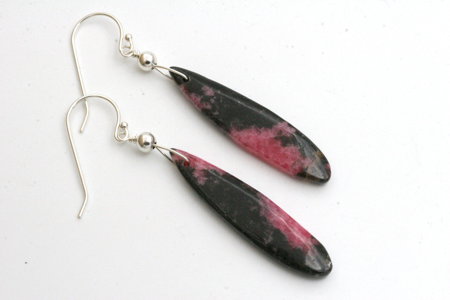 Rhodonite Earrings with Sterling Silver