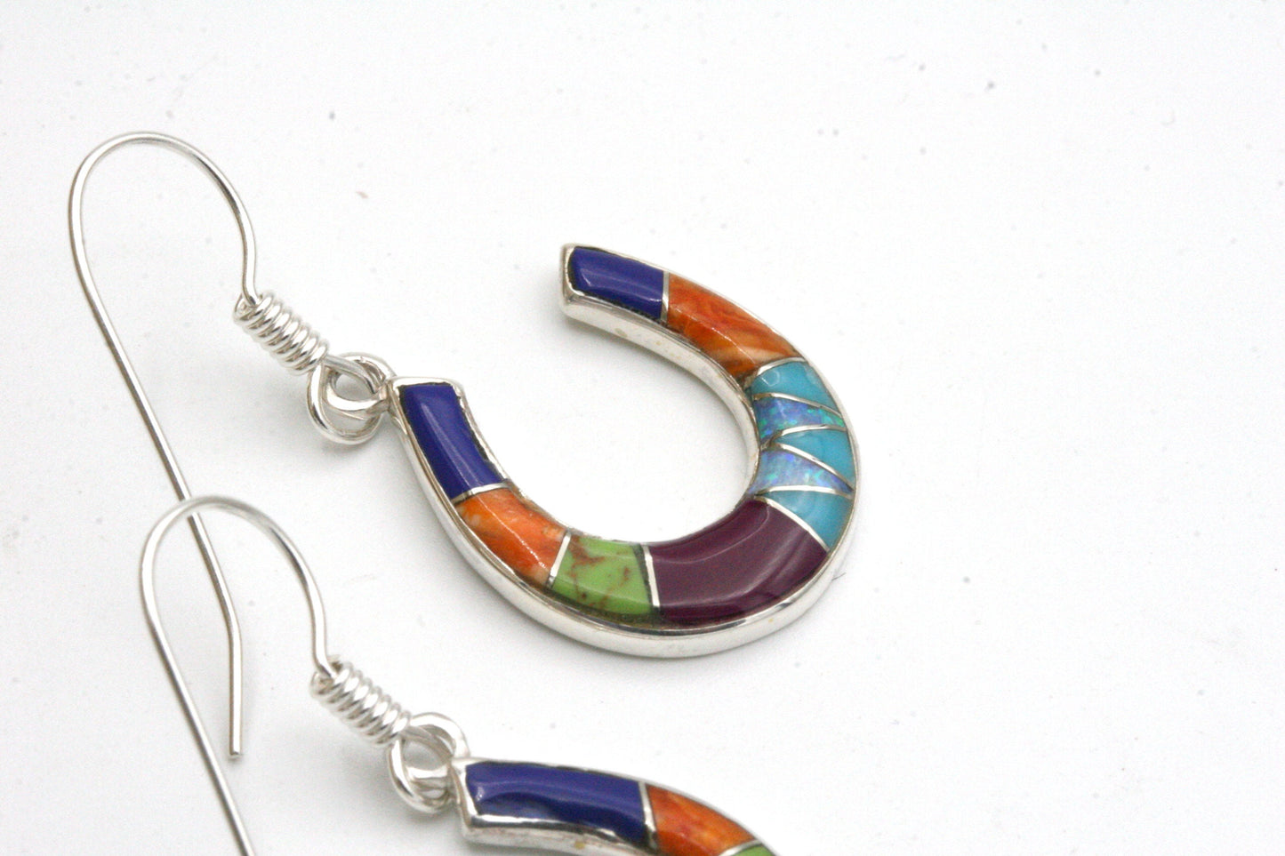 Colorful Inlay Horse Shoe Earrings