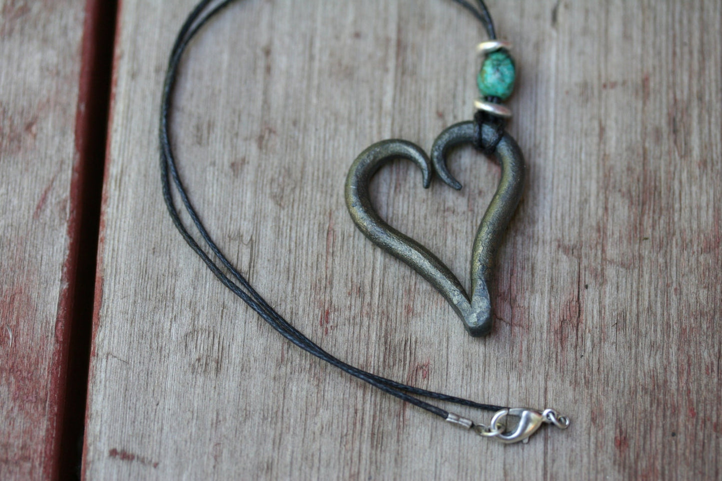Iron Heart Necklace with Turquoise