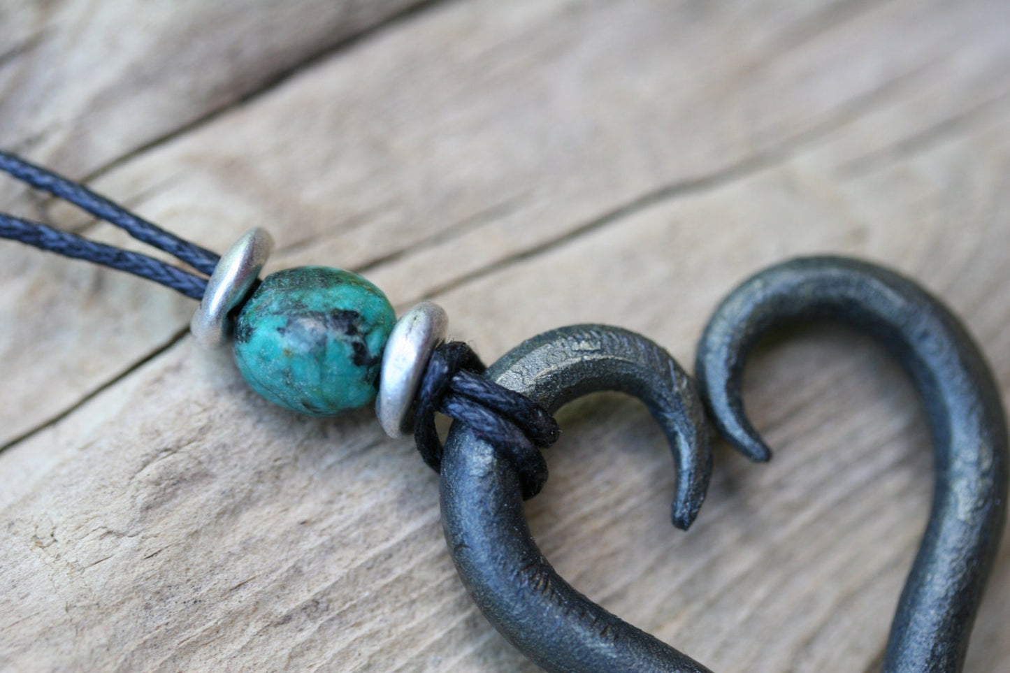 Iron Heart Necklace with Turquoise