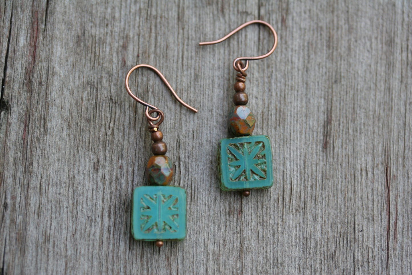 Turquoise Czech glass Earrings