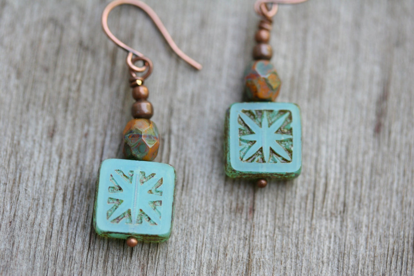 Turquoise Czech glass Earrings