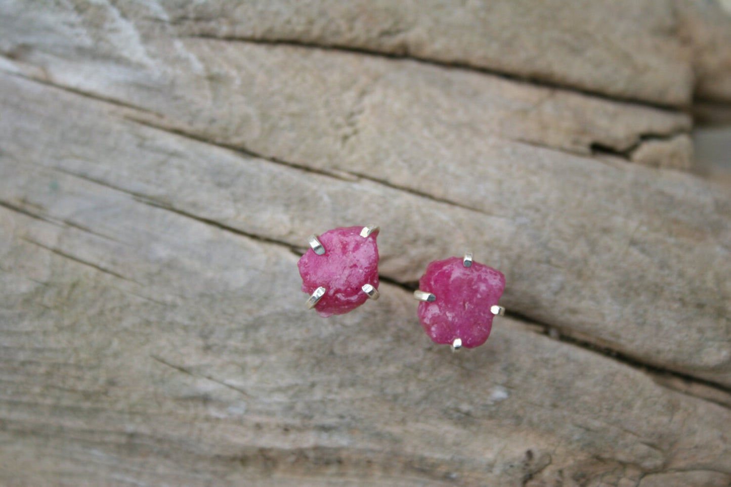 Raw Ruby Stud Earrings