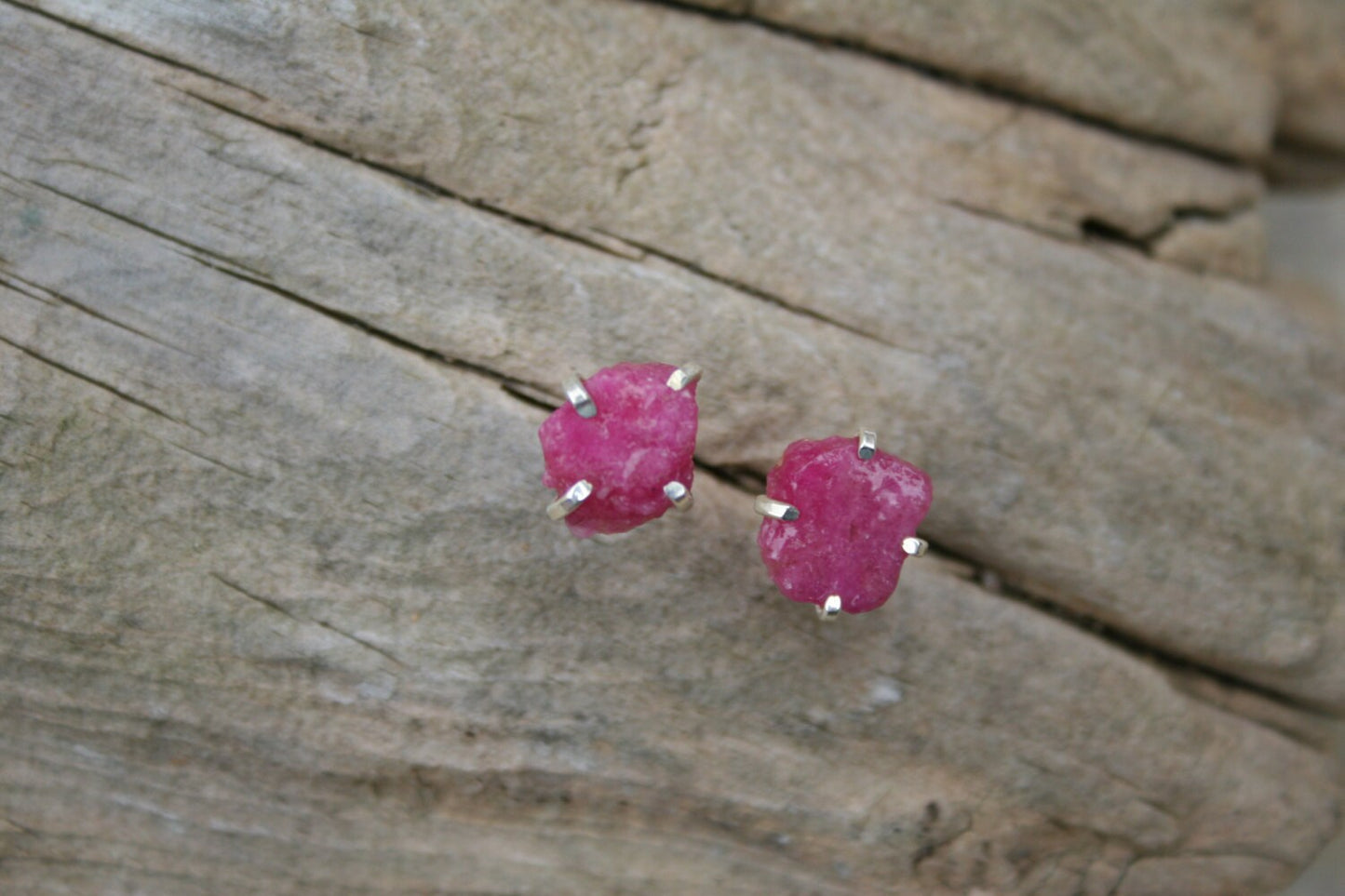 Raw Ruby Stud Earrings