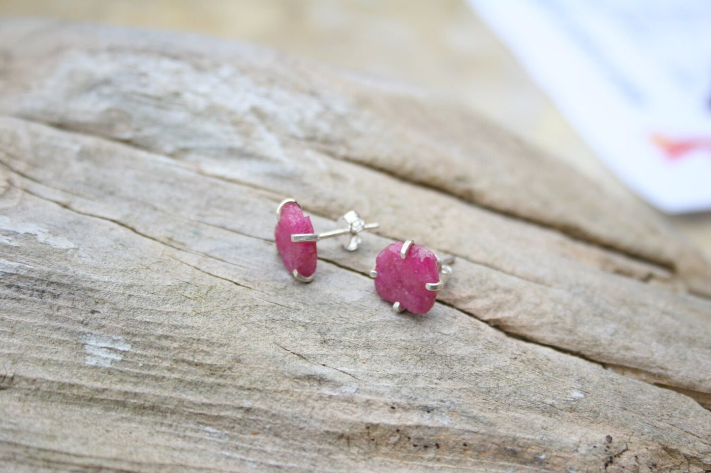 Raw Ruby Stud Earrings