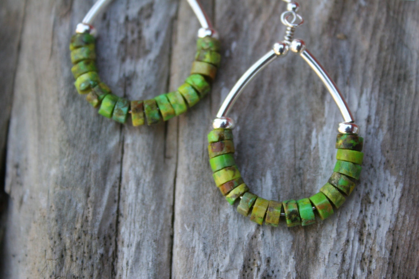 Green Turquoise Hoop Earrings