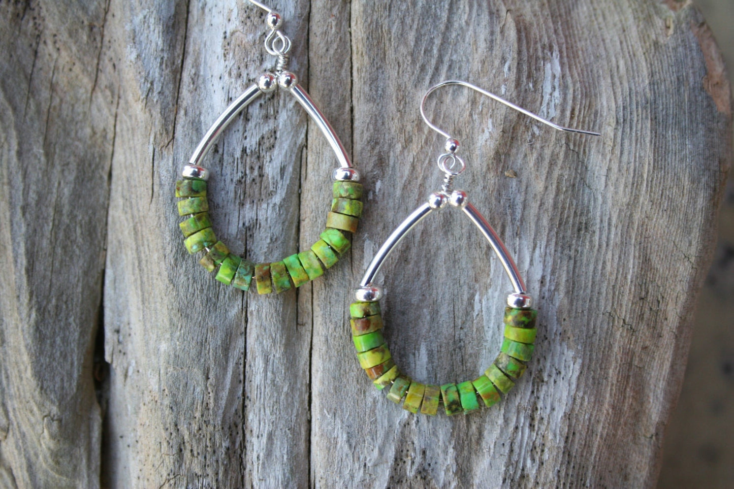Green Turquoise Hoop Earrings