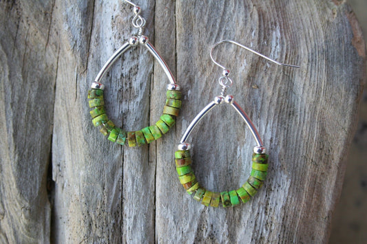Green Turquoise Hoop Earrings