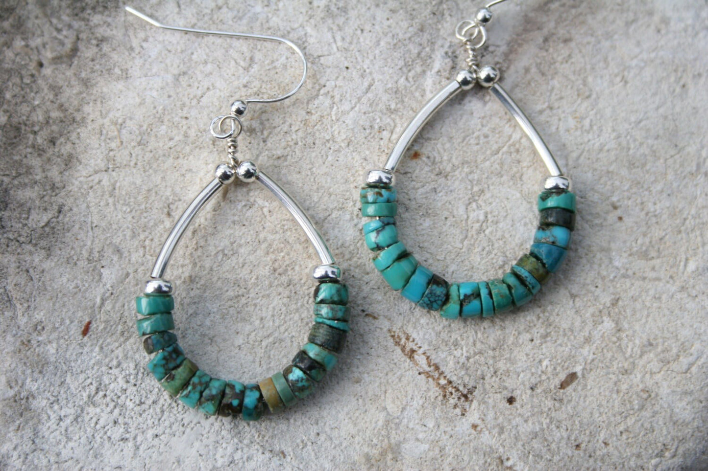 Turquoise Hoop Earrings With Sterling Silver