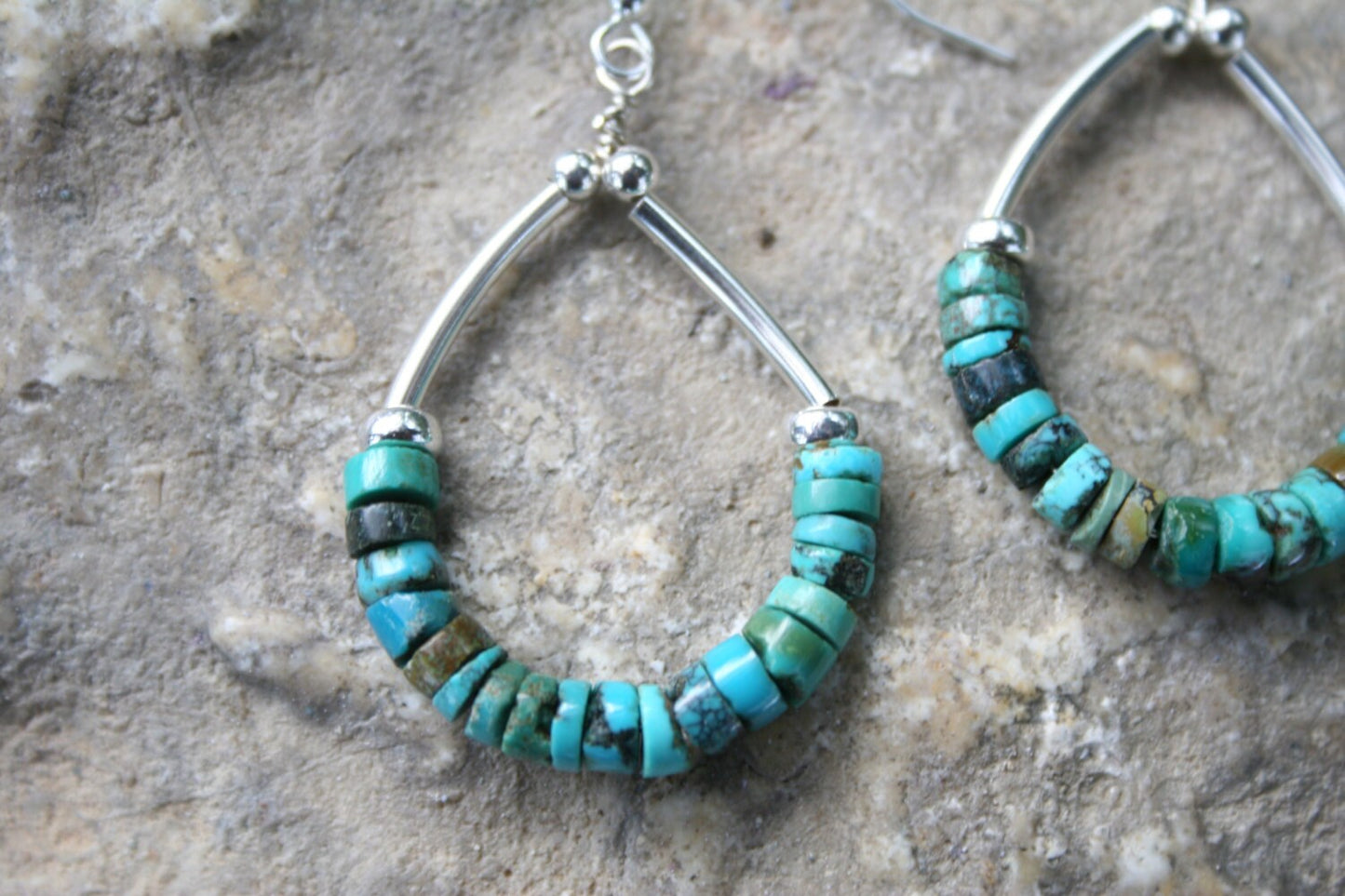 Turquoise Hoop Earrings With Sterling Silver