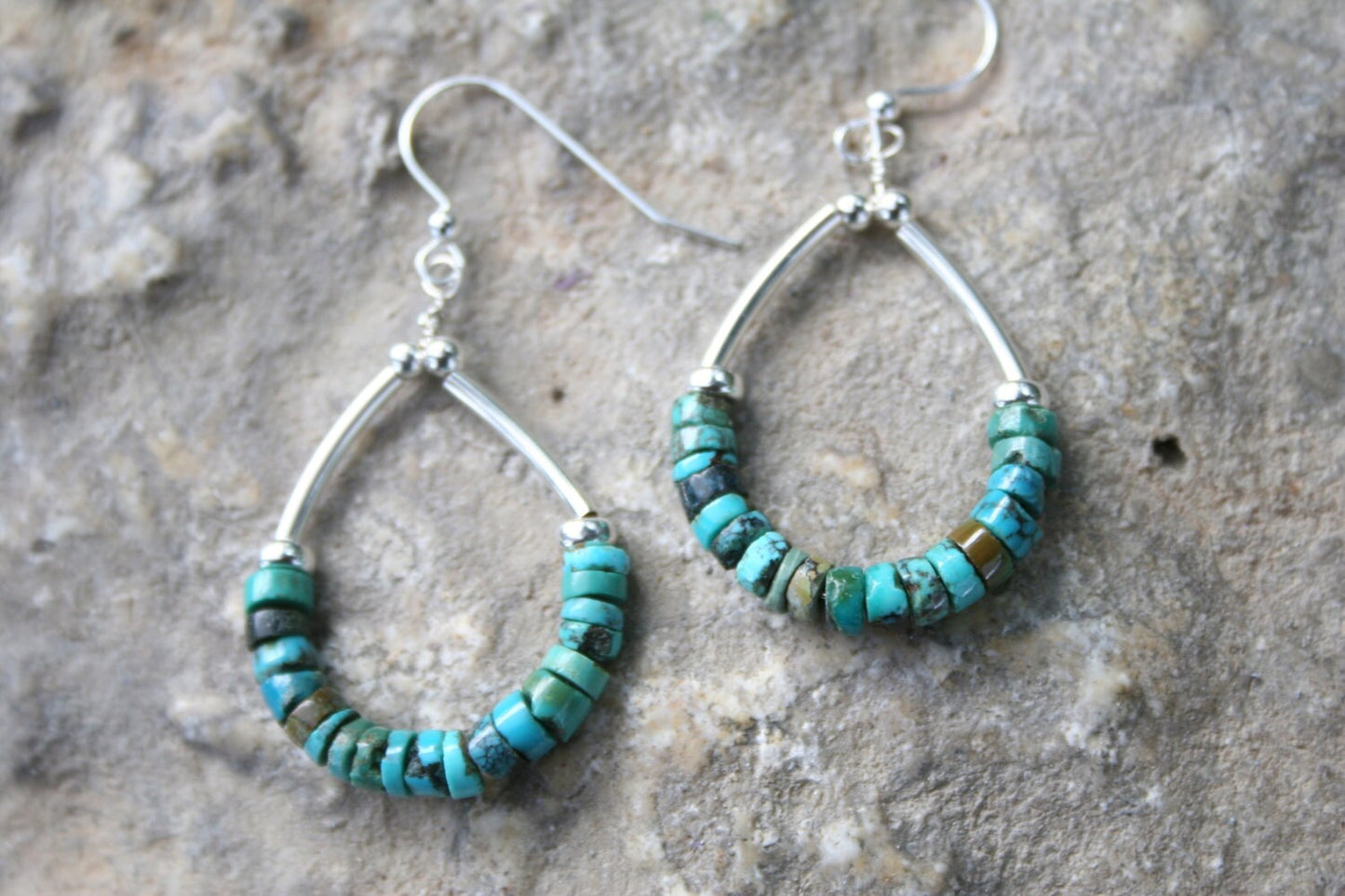 Turquoise Hoop Earrings With Sterling Silver