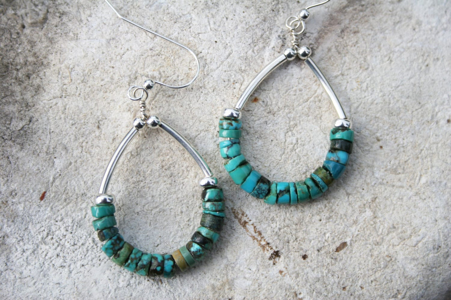 Turquoise Hoop Earrings With Sterling Silver