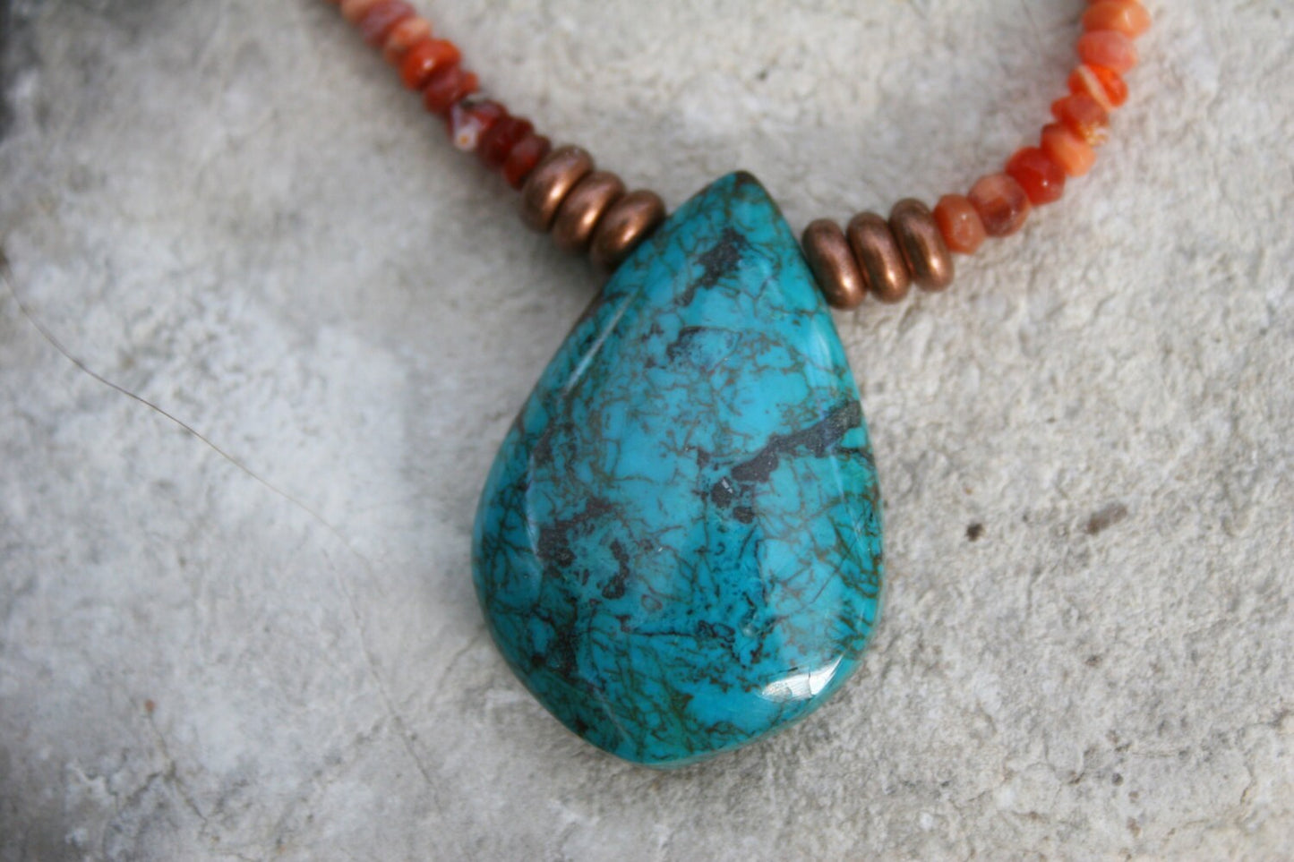 Fire Opal Necklace with Turquoise