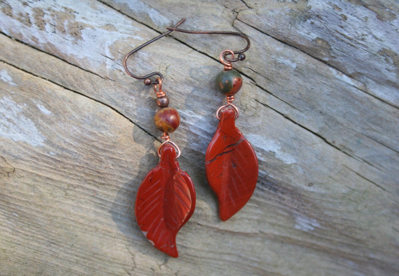 Jasper Leaf Earrings